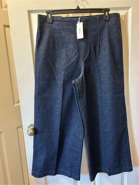 SPANX 1X Dark Blue Indigo Denim Wide-Leg Pull On Jeans Back Pockets NWT